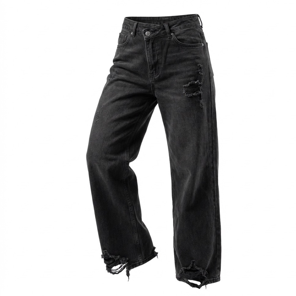 Forever 21 Black Cross-Buckle Straight-Leg Jeans | Size 26